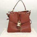 Chloe Abbey Hand Bag Leather 2way Brown Gold Auth mr1375-12