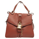 Chloe Abbey Hand Bag Leather 2way Brown Gold Auth mr1375-15