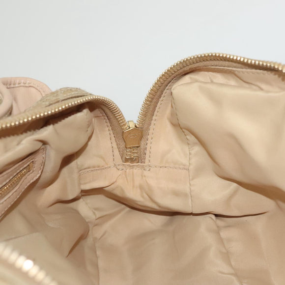Christian Dior Canage Hand Bag Nylon Beige Gold Auth mr1376