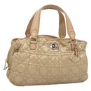 Christian Dior Canage Hand Bag Nylon Beige Gold Auth mr1376-1
