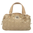 Christian Dior Canage Hand Bag Nylon Beige Gold Auth mr1376-13
