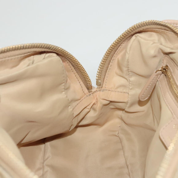 Christian Dior Canage Hand Bag Nylon Beige Gold Auth mr1376