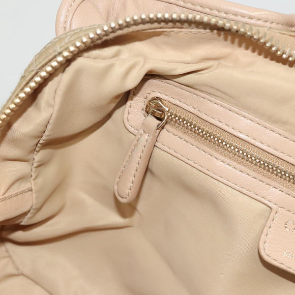 Christian Dior Canage Hand Bag Nylon Beige Gold Auth mr1376