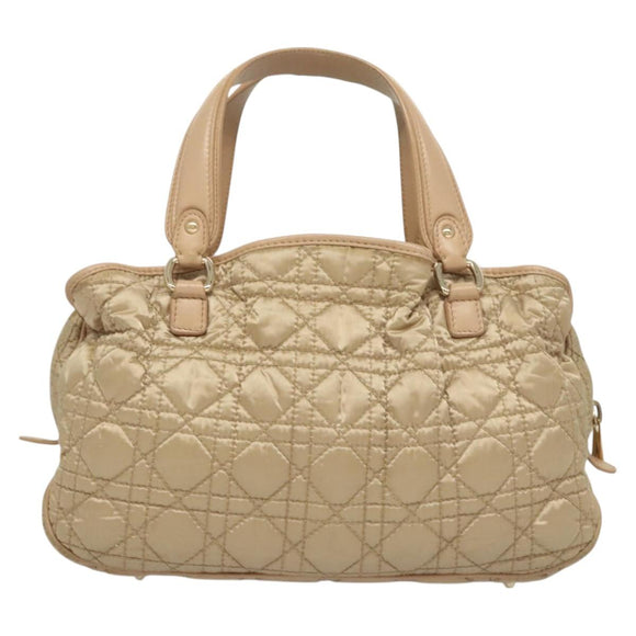 Christian Dior Canage Hand Bag Nylon Beige Gold Auth mr1376