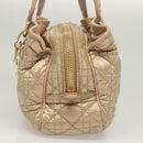 Christian Dior Canage Hand Bag Nylon Beige Gold Auth mr1376-3
