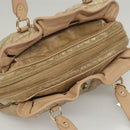 Christian Dior Canage Hand Bag Nylon Beige Gold Auth mr1376-6