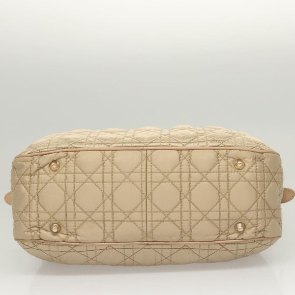 Christian Dior Canage Hand Bag Nylon Beige Gold Auth mr1376