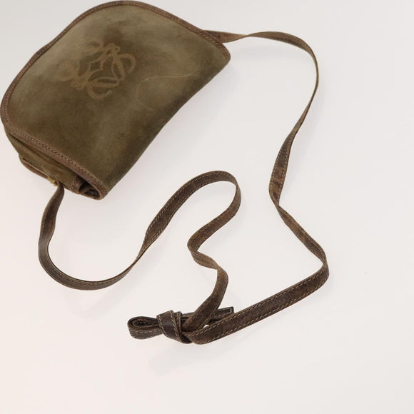 LOEWE Day Planner Cover Shoulder Bag Suede Leather 2Set Brown Auth mr1380