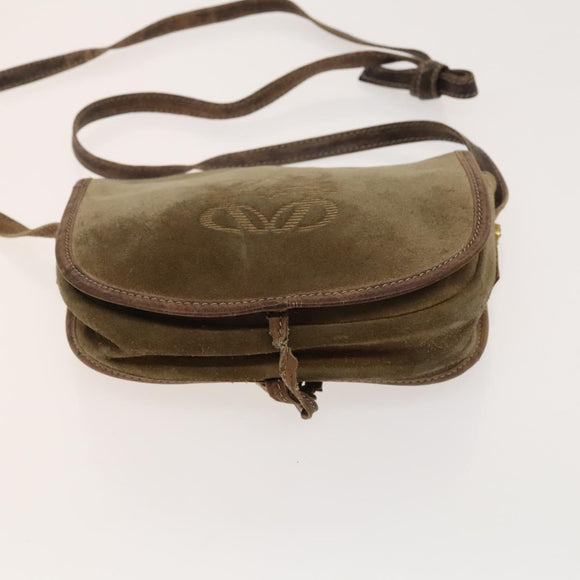 LOEWE Day Planner Cover Shoulder Bag Suede Leather 2Set Brown Auth mr1380