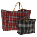 BURBERRY Nova Check Hand Bag Nylon 2Set Red Black Auth mr1381-1