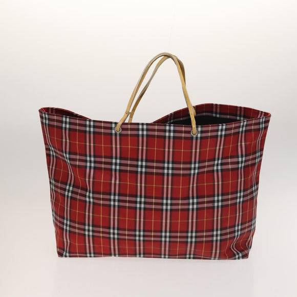 BURBERRY Nova Check Hand Bag Nylon 2Set Red Black Auth mr1381
