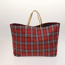 BURBERRY Nova Check Hand Bag Nylon 2Set Red Black Auth mr1381-3