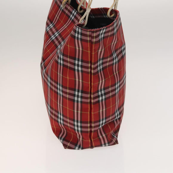 BURBERRY Nova Check Hand Bag Nylon 2Set Red Black Auth mr1381