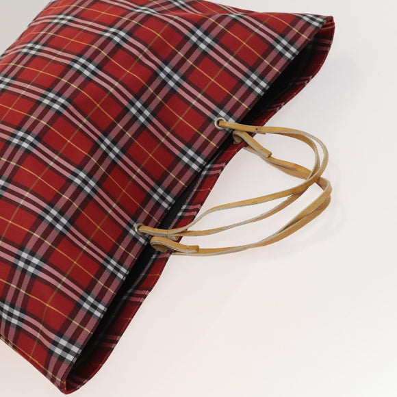 BURBERRY Nova Check Hand Bag Nylon 2Set Red Black Auth mr1381