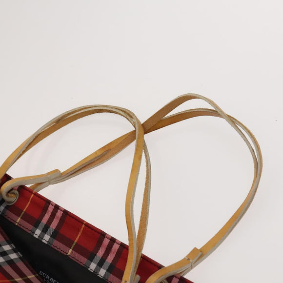 BURBERRY Nova Check Hand Bag Nylon 2Set Red Black Auth mr1381