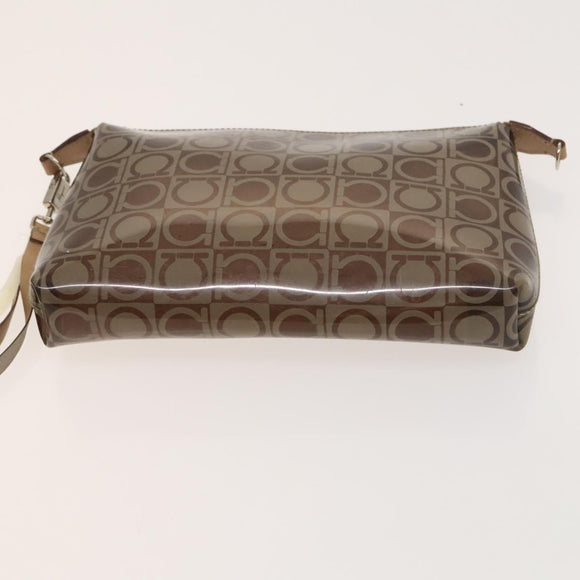 Salvatore Ferragamo Hand Bag Vinyl 2 Set Brown Auth mr1382