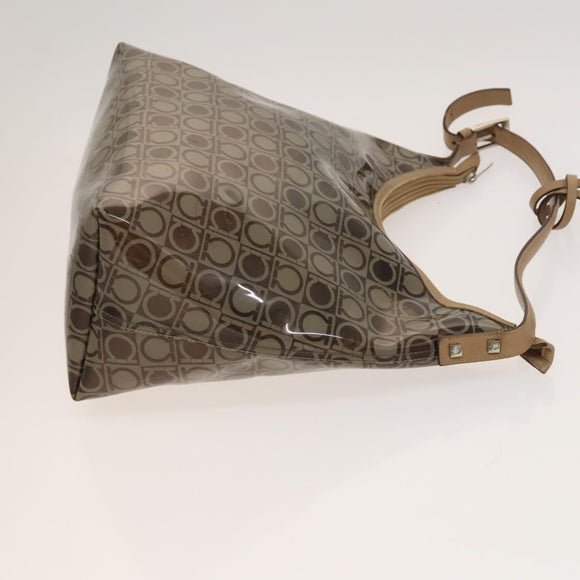Salvatore Ferragamo Hand Bag Vinyl 2 Set Brown Auth mr1382