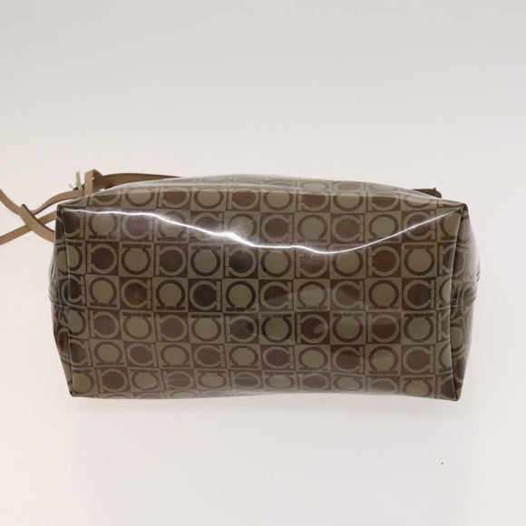 Salvatore Ferragamo Hand Bag Vinyl 2 Set Brown Auth mr1382