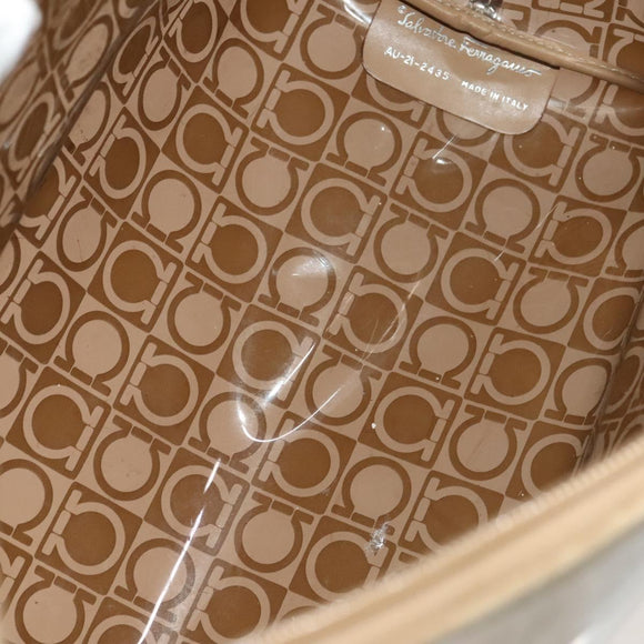 Salvatore Ferragamo Hand Bag Vinyl 2 Set Brown Auth mr1382