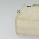 BALLY Crystalia XS Hand Bag Canvas 2way White Gold Auth mr1384-9
