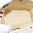 BALLY Crystalia XS Hand Bag Canvas 2way White Gold Auth mr1384-12
