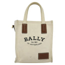 BALLY Crystalia XS Hand Bag Canvas 2way White Gold Auth mr1384-13