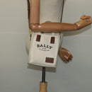BALLY Crystalia XS Hand Bag Canvas 2way White Gold Auth mr1384-20