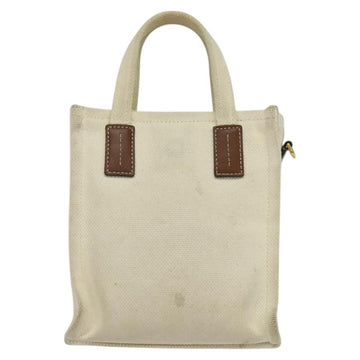 BALLY Crystalia XS Hand Bag Canvas 2way White Gold Auth mr1384 - 0