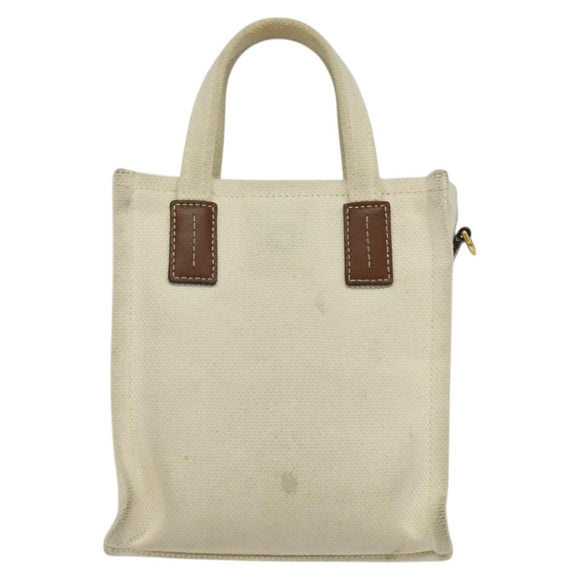 BALLY Crystalia XS Hand Bag Canvas 2way White Gold Auth mr1384