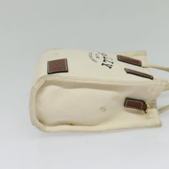 BALLY Crystalia XS Hand Bag Canvas 2way White Gold Auth mr1384