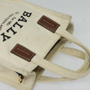 BALLY Crystalia XS Hand Bag Canvas 2way White Gold Auth mr1384-6