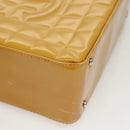 CHANEL Choco Bar Hand Bag Patent Leather Yellow Silver CC Auth mr1387-9