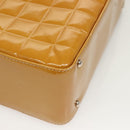 CHANEL Choco Bar Hand Bag Patent Leather Yellow Silver CC Auth mr1387-15
