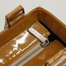 CHANEL Choco Bar Hand Bag Patent Leather Yellow Silver CC Auth mr1387-10