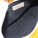 CHANEL Choco Bar Hand Bag Patent Leather Yellow Silver CC Auth mr1387-11