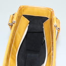 CHANEL Choco Bar Hand Bag Patent Leather Yellow Silver CC Auth mr1387-19