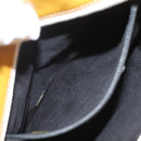 CHANEL Choco Bar Hand Bag Patent Leather Yellow Silver CC Auth mr1387-21