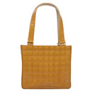 CHANEL Choco Bar Hand Bag Patent Leather Yellow Silver CC Auth mr1387-2