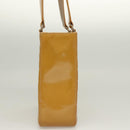 CHANEL Choco Bar Hand Bag Patent Leather Yellow Silver CC Auth mr1387-3