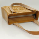 CHANEL Choco Bar Hand Bag Patent Leather Yellow Silver CC Auth mr1387-6