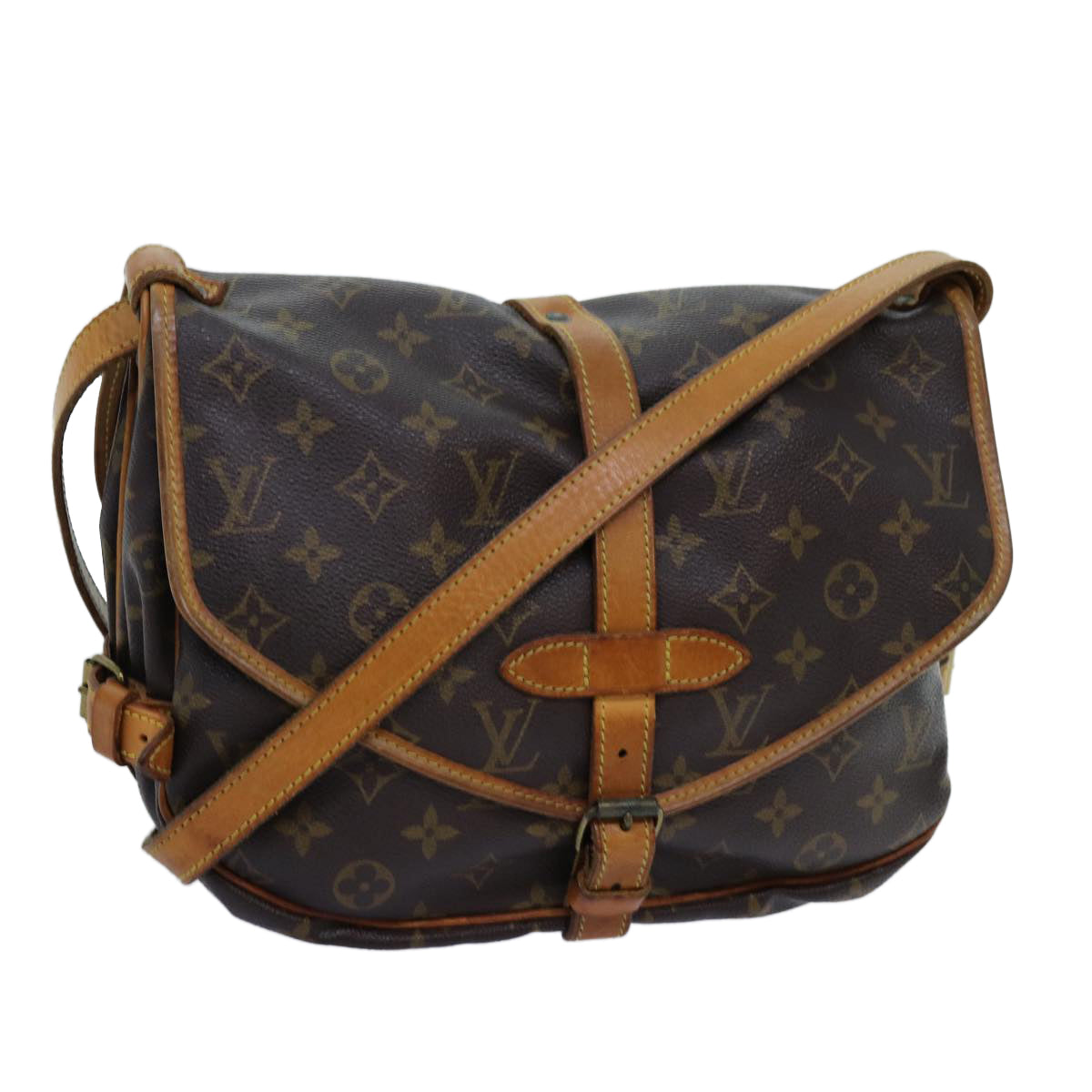 LOUIS VUITTON Monogram Saumur 30 Shoulder Bag M42256 LV Auth mr139