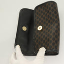 CELINE Macadam Canvas Pouch PVC Leather Black Gold Auth mr1397-12