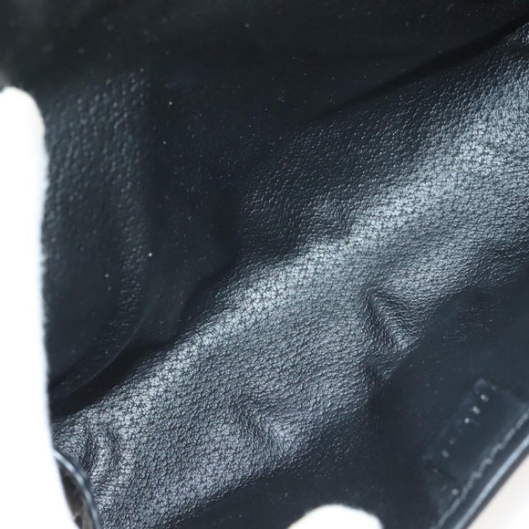 CELINE Macadam Canvas Pouch PVC Leather Black Gold Auth mr1397