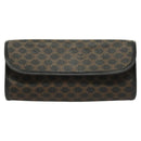 CELINE Macadam Canvas Pouch PVC Leather Black Gold Auth mr1397-2