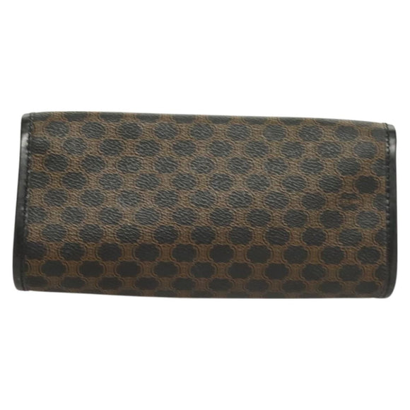 CELINE Macadam Canvas Pouch PVC Leather Black Gold Auth mr1397