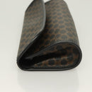 CELINE Macadam Canvas Pouch PVC Leather Black Gold Auth mr1397-5