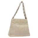 PRADA Chain Tote Bag Nylon White Silver Auth mr1398-1
