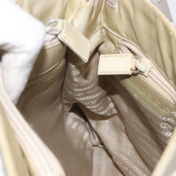 PRADA Chain Tote Bag Nylon White Silver Auth mr1398