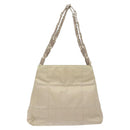 PRADA Chain Tote Bag Nylon White Silver Auth mr1398-13