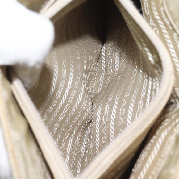 PRADA Chain Tote Bag Nylon White Silver Auth mr1398